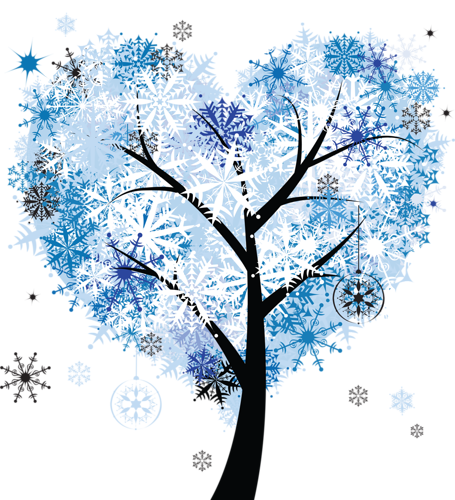 Snowflake Tree - Cheap Wall Framed Painting Distinctive Heart Shaped (455x500)