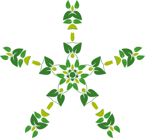 Snowflake Shaped Leafy Pattern Vector Drawing - Vector Graphics (500x475)