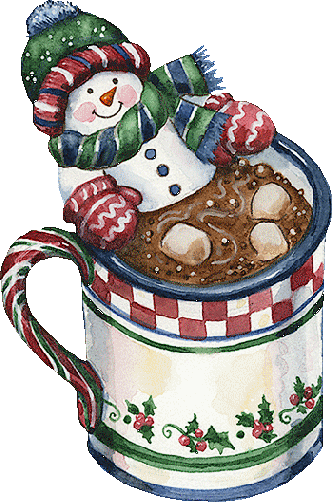 Christmas Snowman Hot Cocoa Clip Art - Snowman With Hot Chocolate Clipart (332x502)