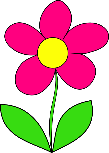 Pink Flower Clip Art At Clker Com Vector Online Bunga - Purple Flower With Stem Clipart (426x596)