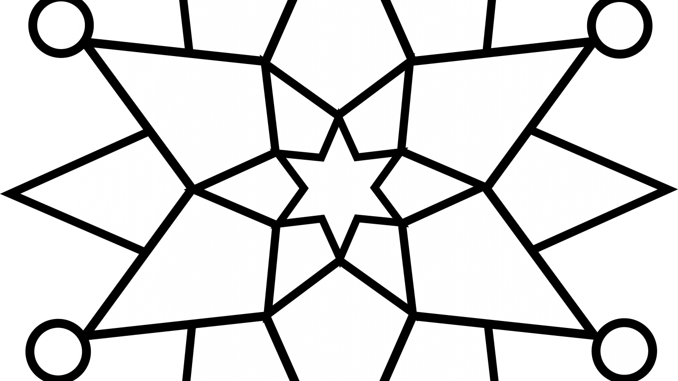 Christmas Mandala With Angels Coloring Page Fine Snowflake - Simple Snowflake Drawing (1366x768)