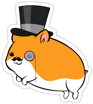 A Hamster With A Monocle, A Mustache And A Top Hat - Hamster With Top Hat (375x360)