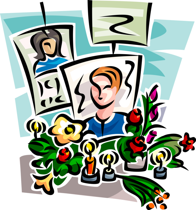 Vector Illustration Of Makeshift Memorial For Victims - Vector Illustration Of Makeshift Memorial For Victims (655x700)