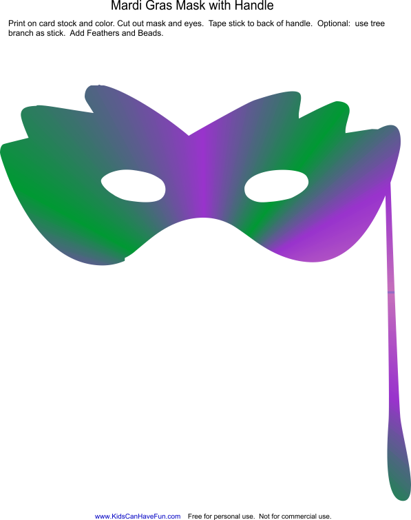 Mardi Gras Mask With Handle - Mardi Gras Mask With Handle (597x755)