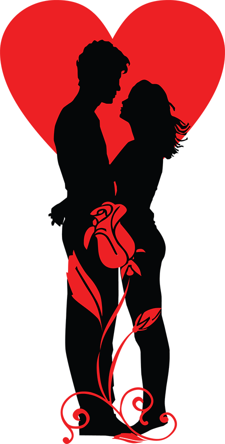 Romantic Couple Silhouette - Couples Cross Stitch Pattern (450x886)