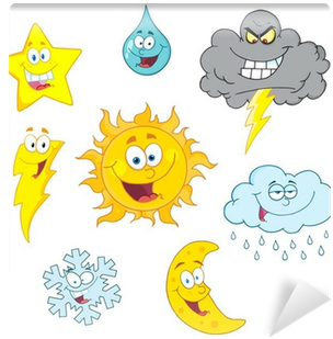 Cartoon Weather Symbols Raster Collection Wall Mural - Weather Symbols (400x400)