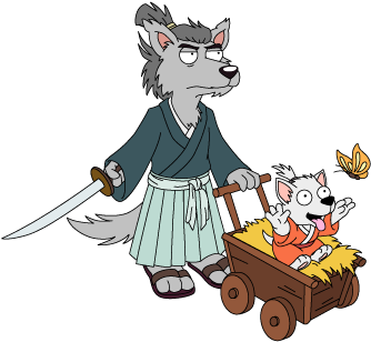 Fg Decoration Lonewolfandcub - Cartoon (461x451)