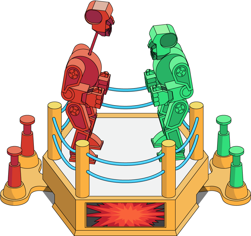 Shock'em Clock'em Robots - Illustration (1449x1270)