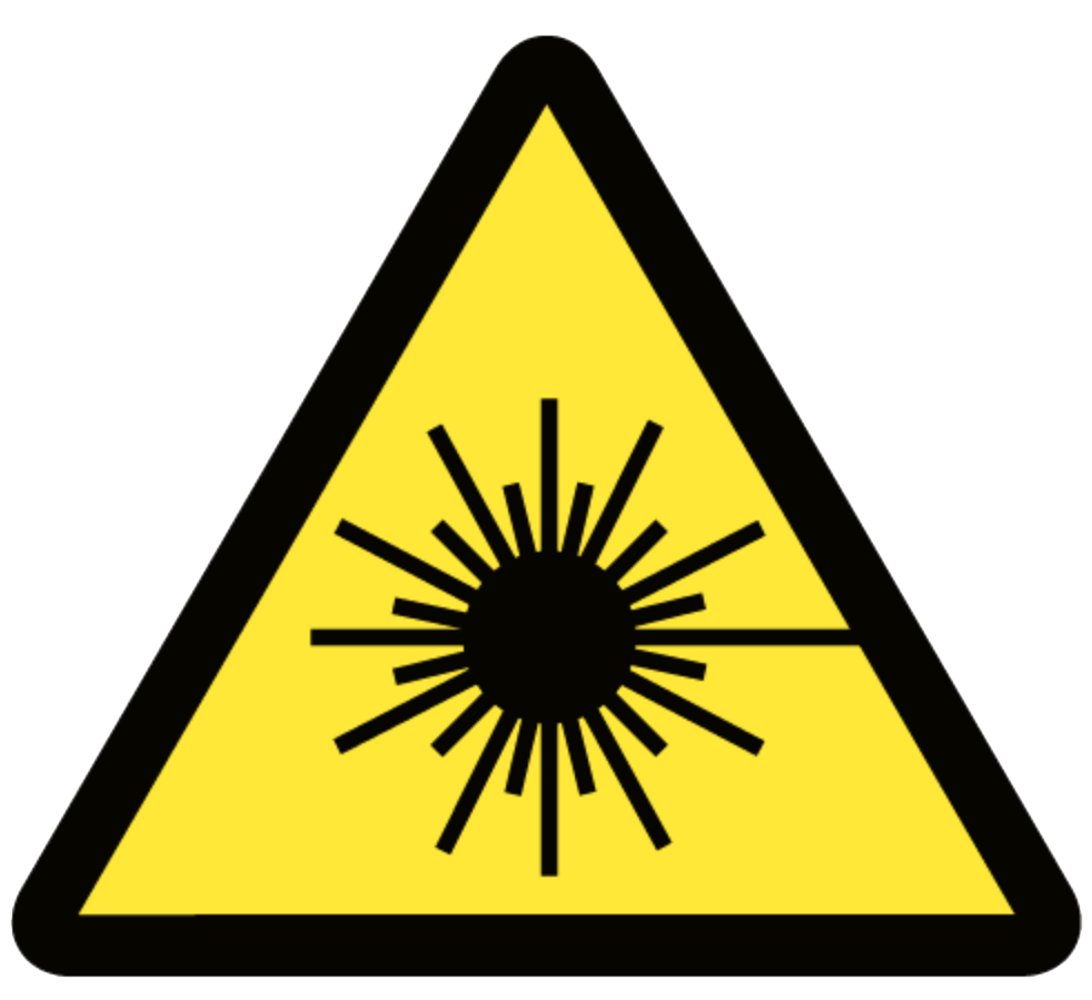 Laser Hazard Distance Calculator - Laser Radiation Warning Sign (982x899)