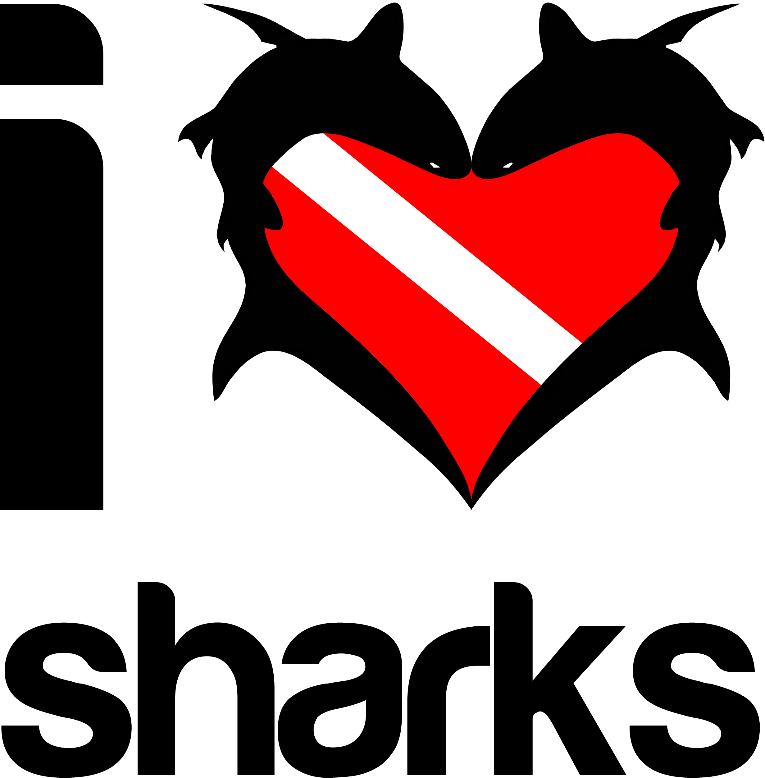 I Love Sharks T-shirt Design - Love Scuba Square Sticker 3" X 3" (2760x2560)