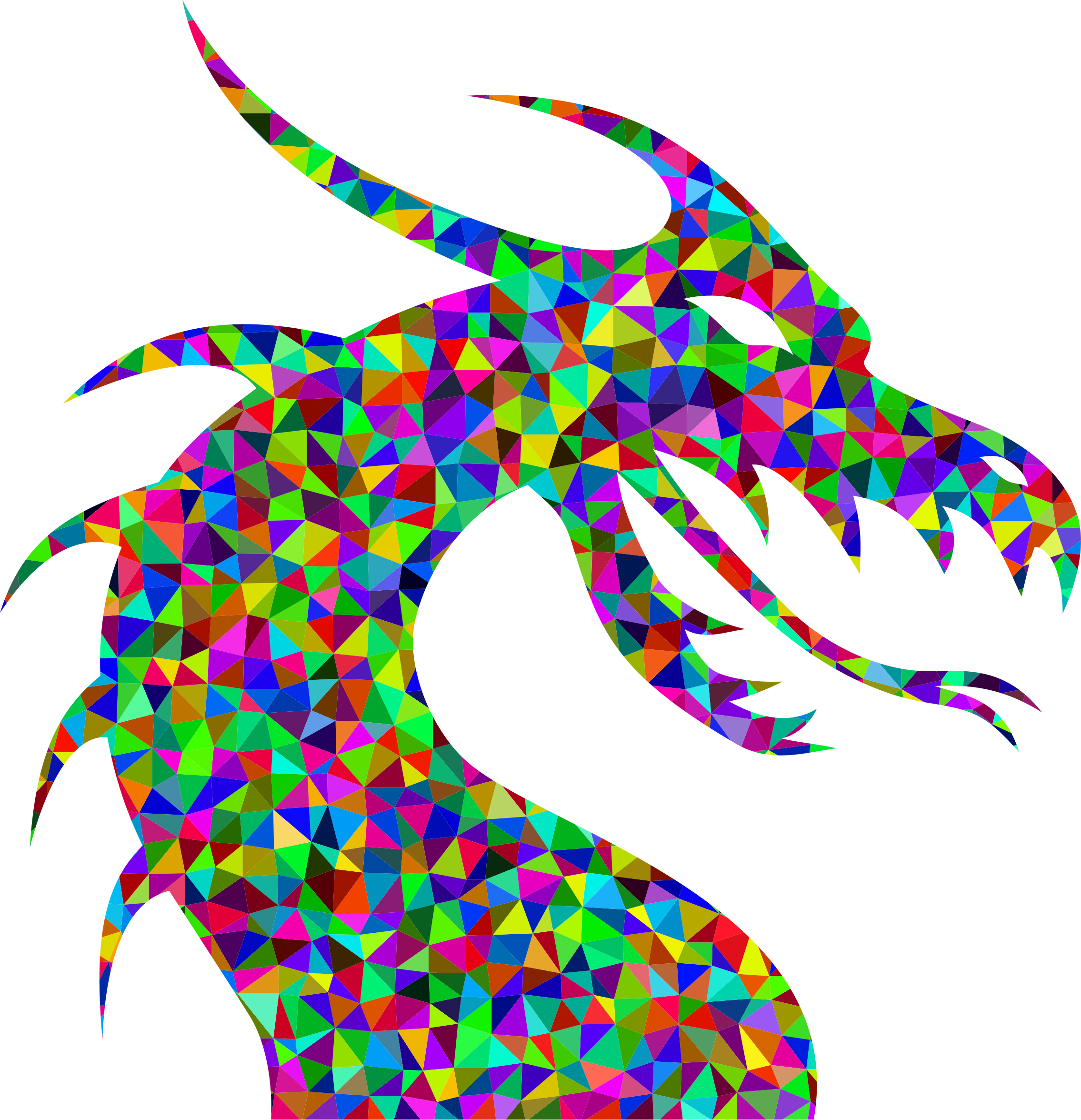 Prismatic Low Poly Dragon Bclipart - Tatuajes De Dragones Fáciles (2270x2351)