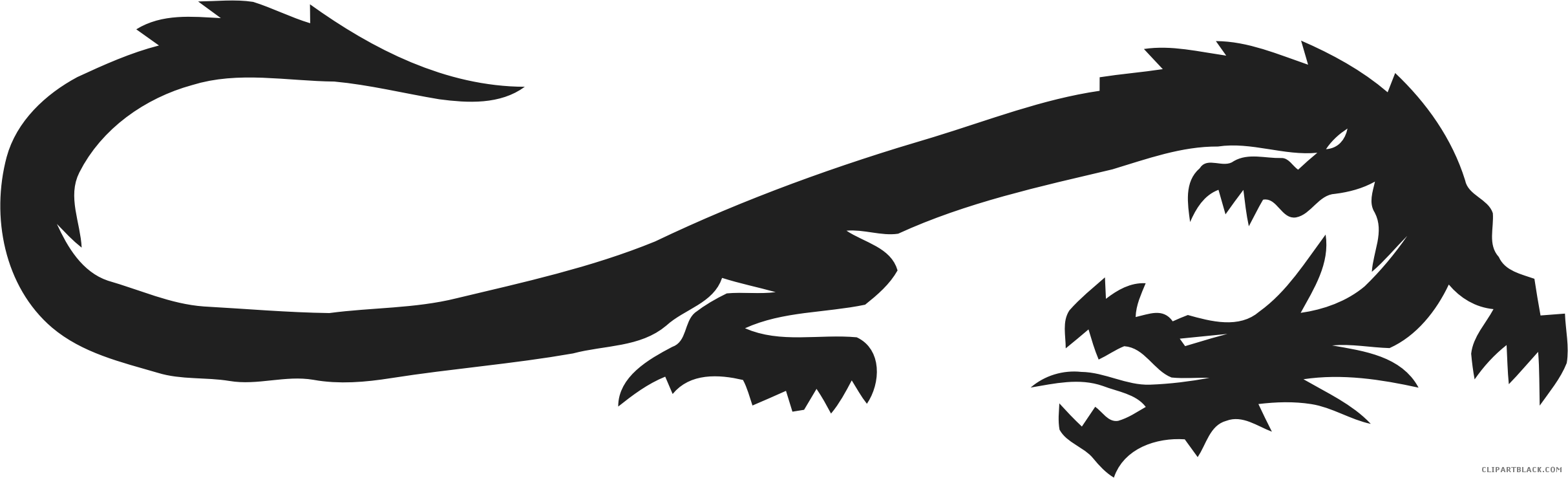 Tribal Dragon Animal Free Black White Clipart Images - Long Tribal Dragon (2426x739)