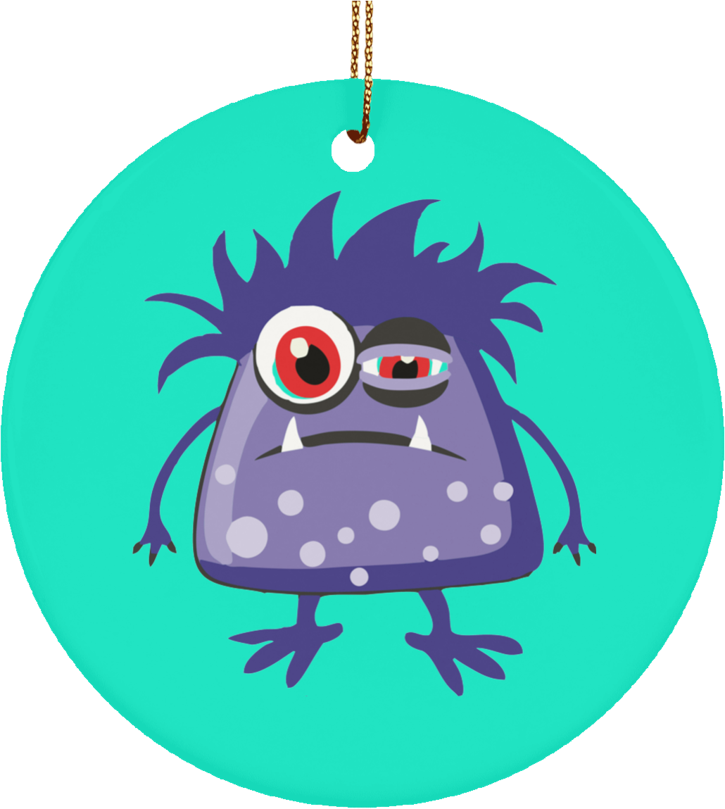 Chronic Fatigue Syndrome Monster Ceramic Circle Ornament - Chronic Fatigue Syndrome Monster Necklace (1155x1155)
