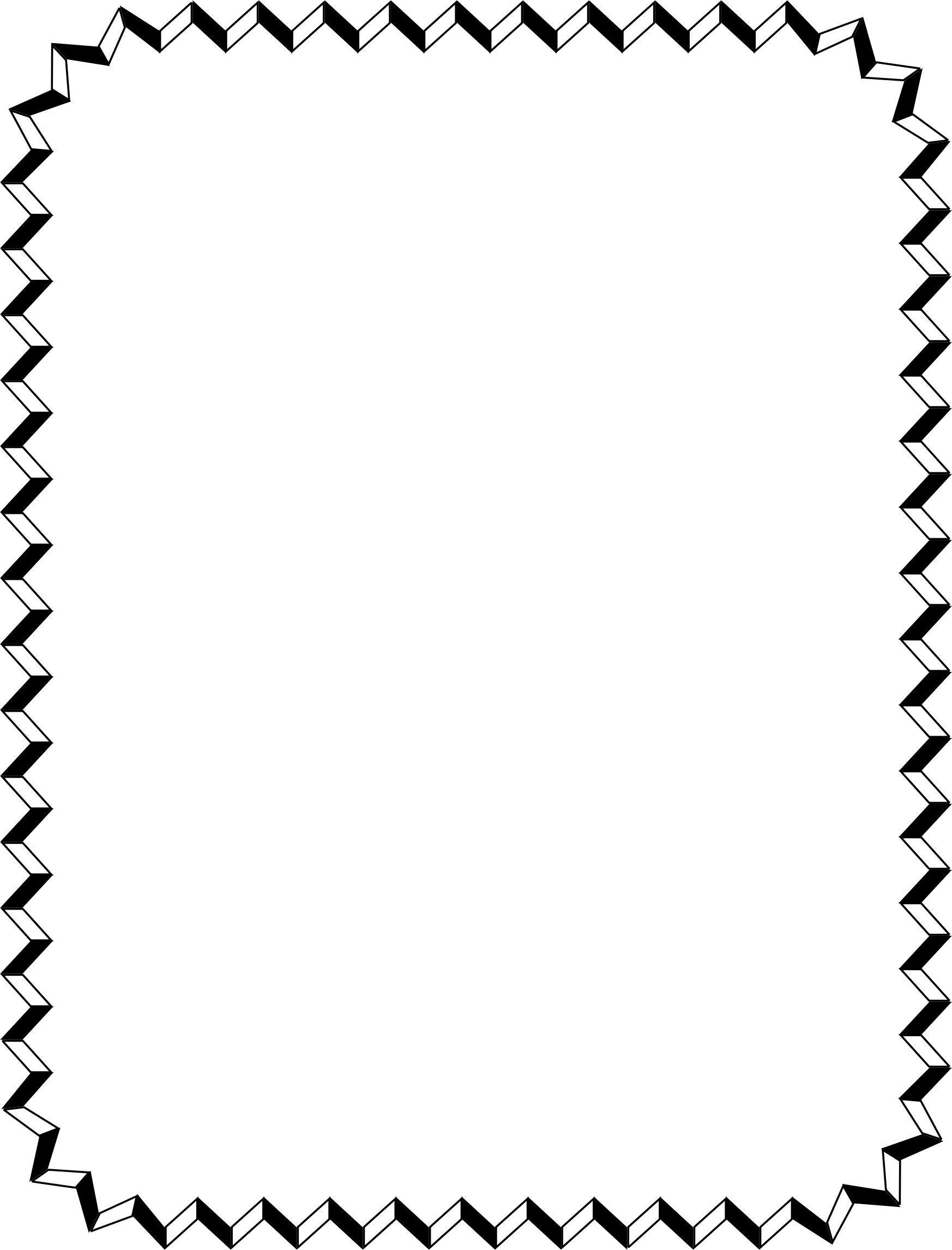 Big Image - Waves Page Border Black And White (1746x2292)