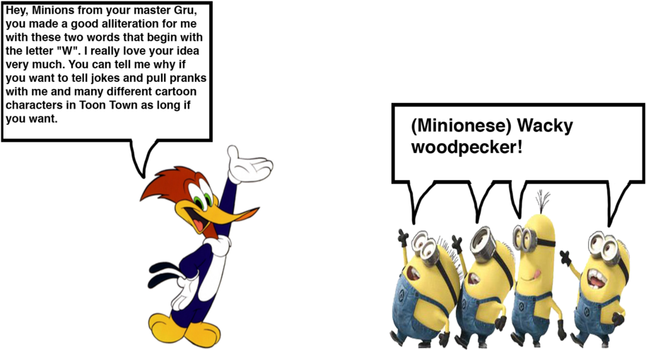 Woody Woodpecker Meets The Minions By Darthranner83 - Woody Woodpecker Words (1024x528)