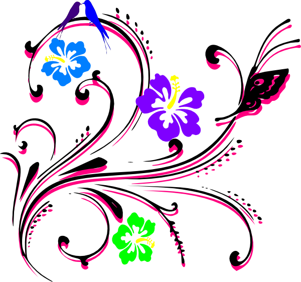 Butterfly Hibiscus Clip Art - Art Bunga Png (600x562)
