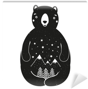 Vector Illustration With Cute Cartoon Style Bear - Art (400x400)