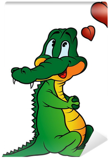 Colored Cartoon Illustration Wall Mural • Pixers® • - Crocodile In Love (400x400)