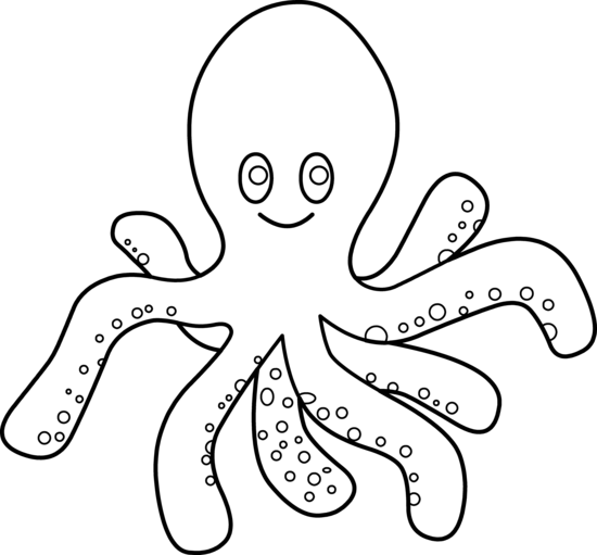 Black & White Clipart Octopus - Octopus Black And White Clipart (550x511)