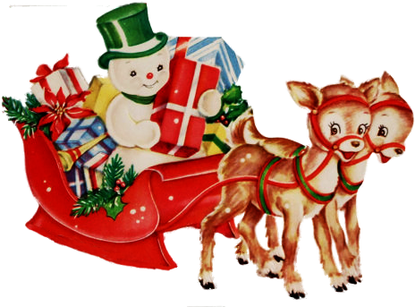 Snowman And Reindeer - Greeting (483x351)