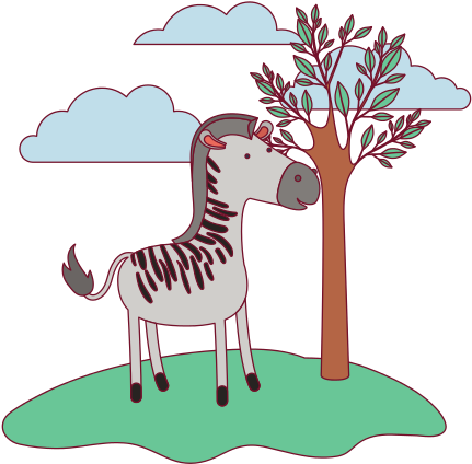 Zebra Cartoon In Forest Next To The Trees - Vector Graphics (550x550)