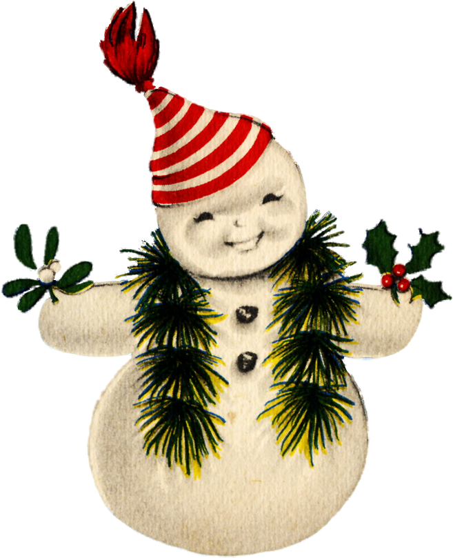Vintage Snowman Clip Art Free - Victorian Vintage Snowman Christmas Card Collage Sheet (696x853)