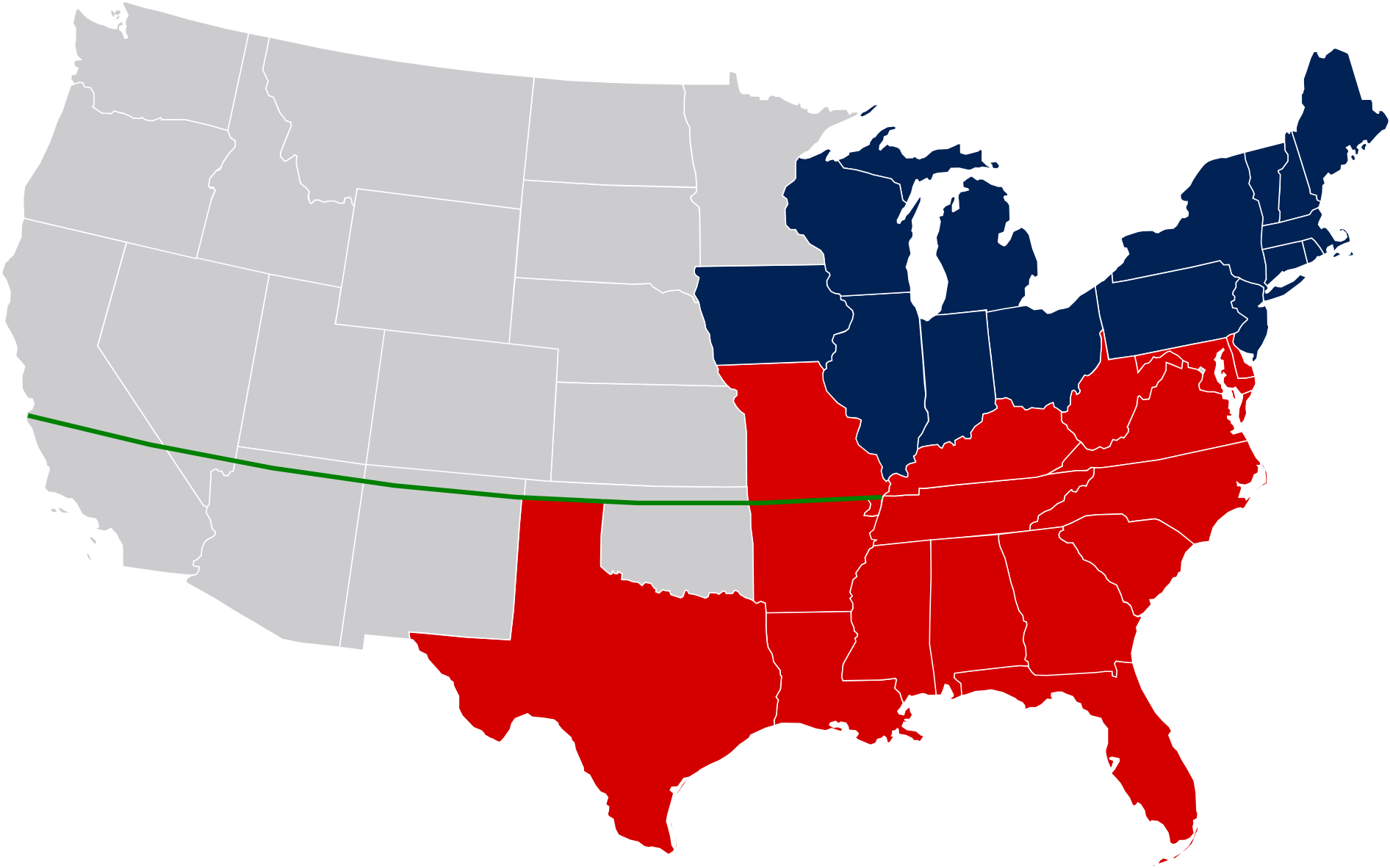 Parallel 3630 North - Missouri Compromise Of 1820 (2000x1237)