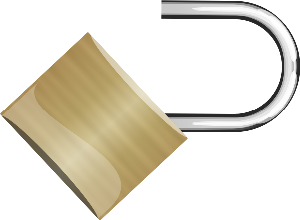 Open Padlock 45 Degree Right Angle Clip Art - Open Padlock (600x515)
