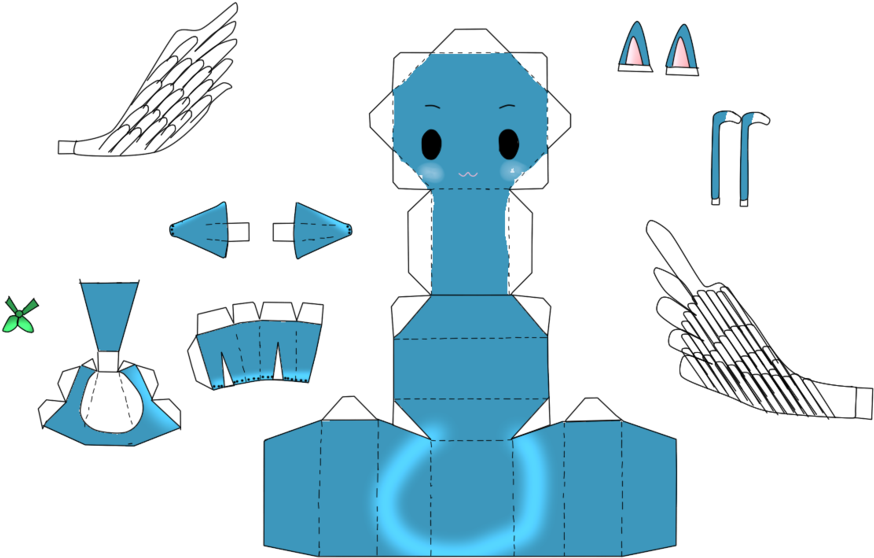 Paper Model Chibi Hatsune Miku Template - Fairy Tail Papercraft (900x590)