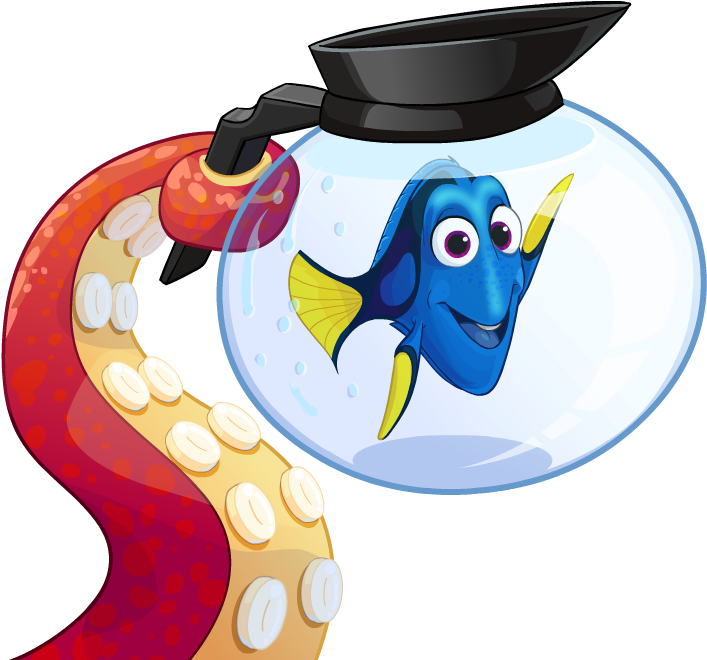 Hanks Tentacle Holding Dory In A Pot Of Water - Finding Dory Party Club Penguin (729x692)