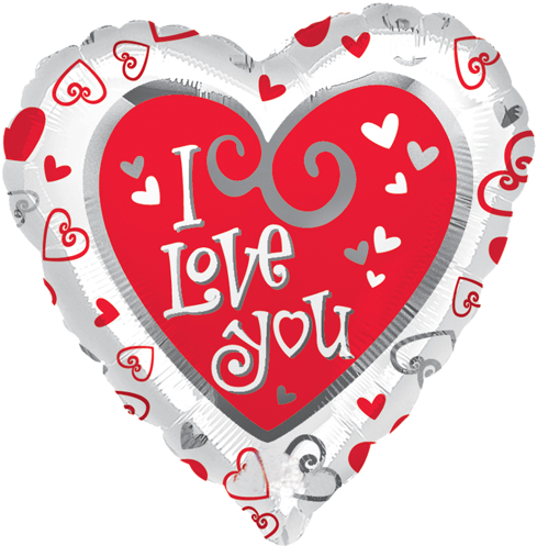 18" Love You Hearts Foil Balloon - Valentines Foil Balloon (500x500)