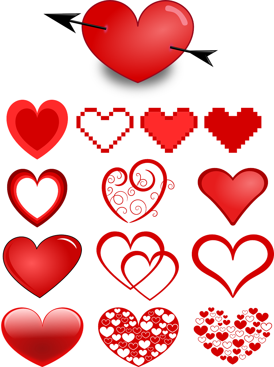 Heart Hearts Collection Of Hearts Png Image - Fancy Red Hearts Shower Curtain (957x1280)