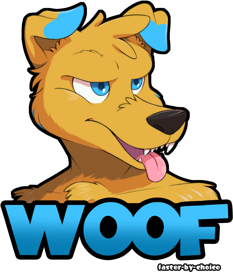 Woof Badge By Faster By Choice - Cartoon (796x935)