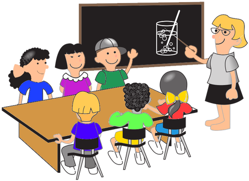 Classroom, Pupils And Teacher - Students At Desks Clipart (500x381)