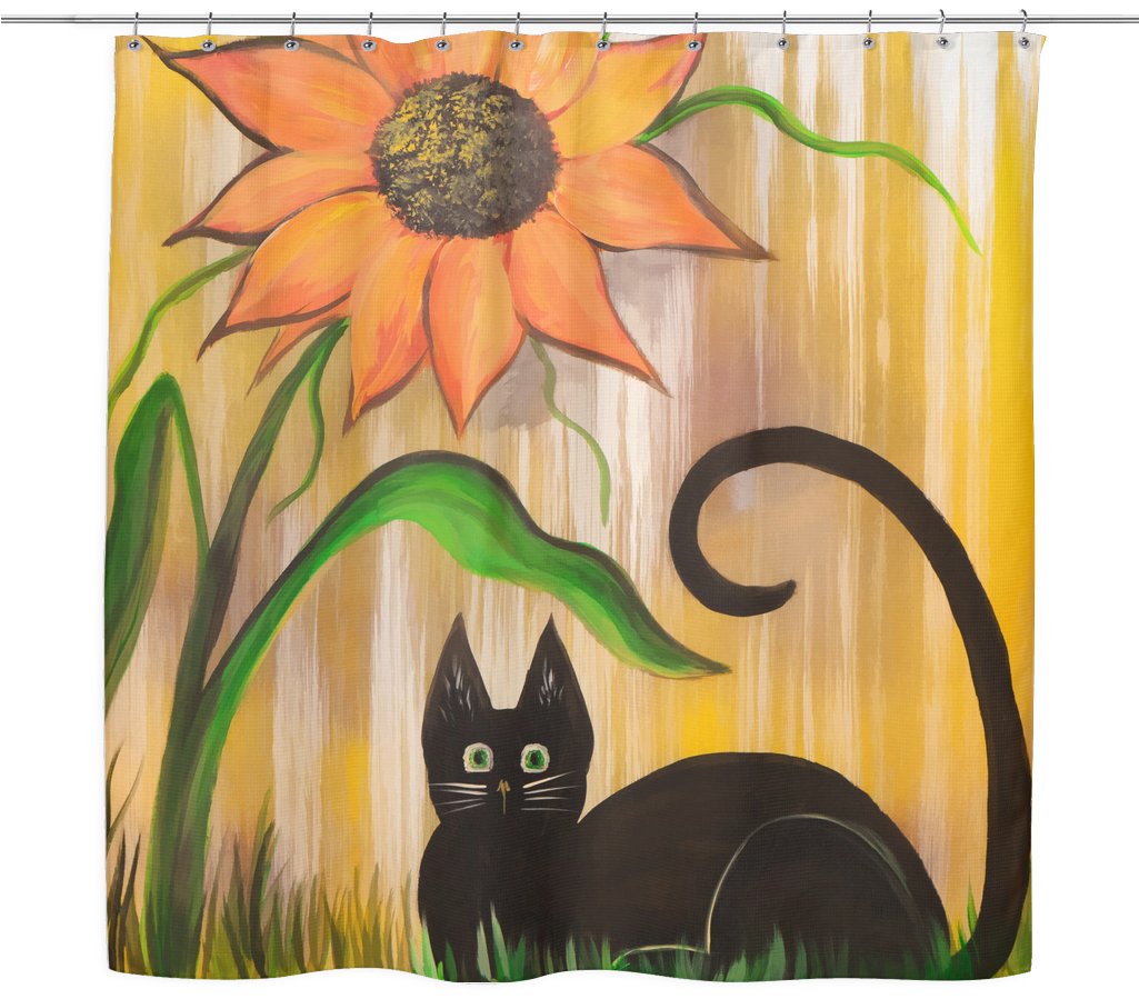 Amusing Black Cat Shower Curtain 11 Amusing Black Cat - Black Cat (1024x1024)