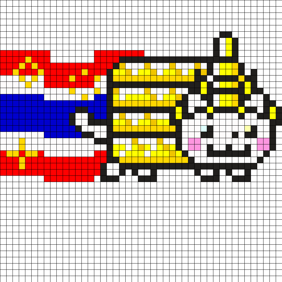 Thailand Nyan Cat By Rainbowpopcorn On Kandi Patterns - Nyan Cat On Graph Paper (945x945)