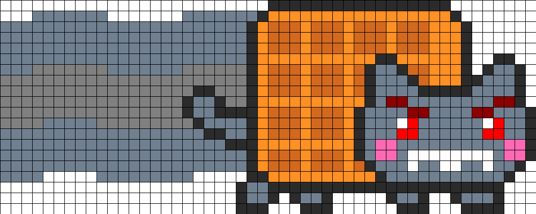 Nyan Cat Perler Bead Pattern - Perler Bead Nyan Cat Pattern (1050x420)