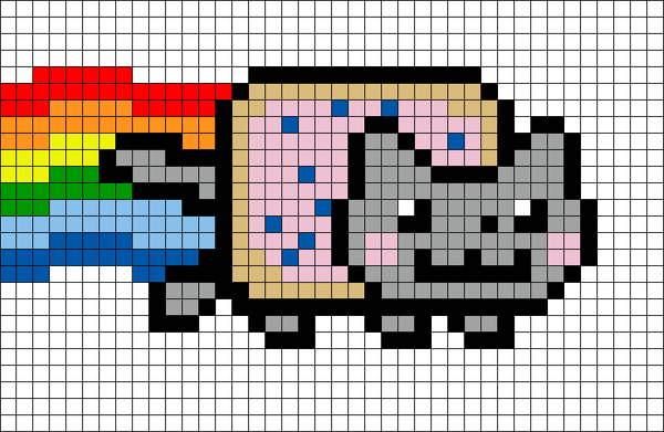 Nyan Cat Pixel Art Grid 230139 - Nyan Cat Perler Bead Pattern (600x391)