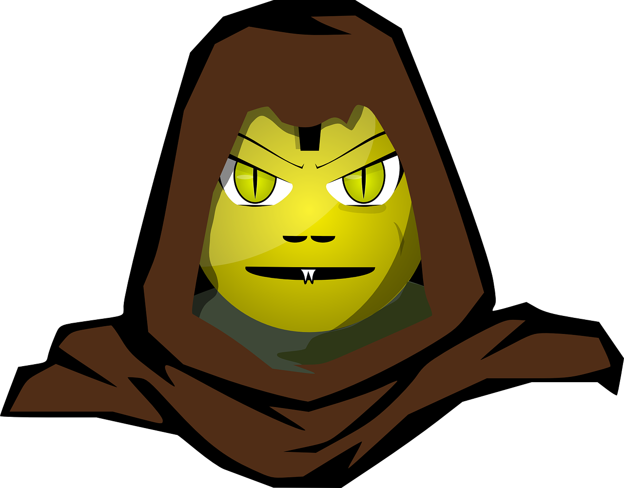 Image For Green Eyed Devil W Fangs Clip Art - Personagem Com Capuz Desenho (1280x1001)