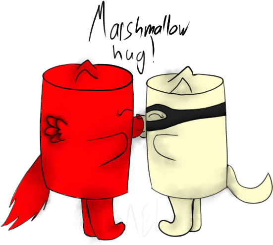 Marshmallow Hug By Scarletkittycat - Cartoon (640x512)