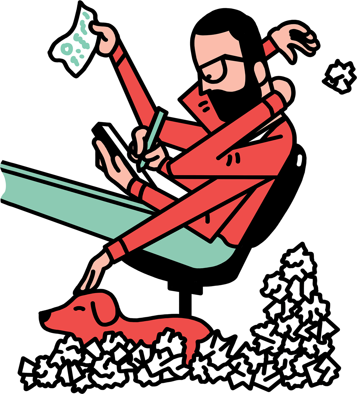 Busy Creative Working - Sam Island Illustration (1200x1323)