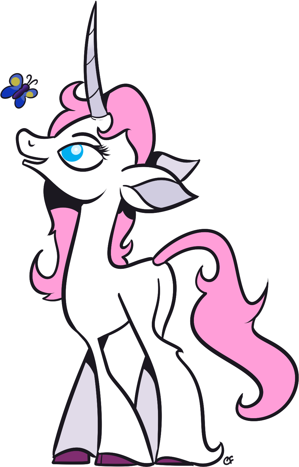 Catfood-mcfly, Butterfly, Classical Unicorn, Colored - Cartoon (1010x1558)