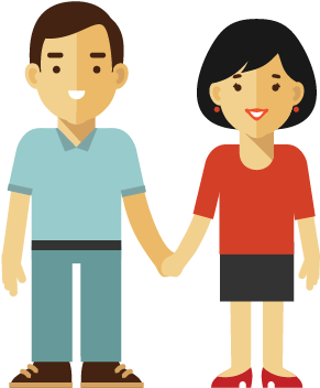 Couple Holding Hands Highlighting An Important Information - Pilots Clipart (345x379)