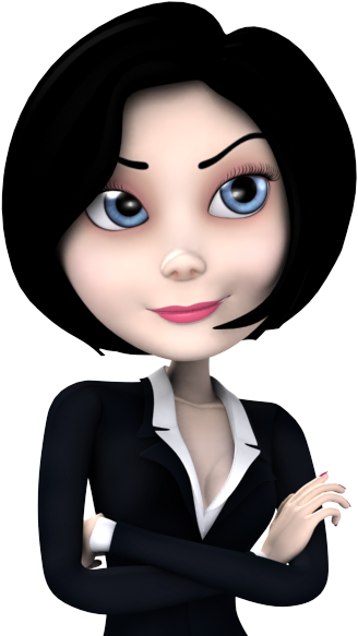 Self Confident 3d Cartoon Woman In Black Suit - 3d Cartoon Png (600x600)