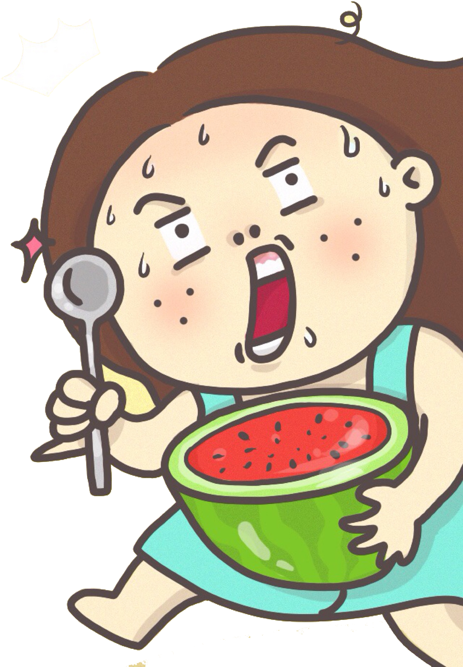 Cartoon Animation Illustration - Gordita Comiendo Sandia (2431x2380)
