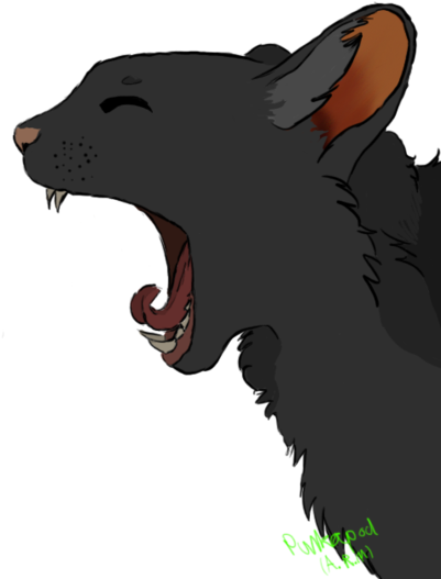 Yawning Gray Cat By Punkapod On Deviantart - Cat Yawning Art (400x534)