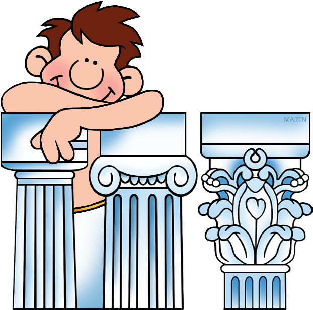 Man With Greek Columns - Column Clip Art (648x645)