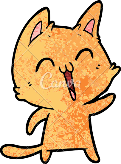 Happy Cartoon Cat Meowing - Cartoon Wolf (406x550)