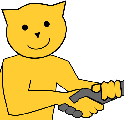 A Smiling Orange Cartoon Cat Giving A Handshake - A Smiling Orange Cartoon Cat Giving A Handshake (512x512)