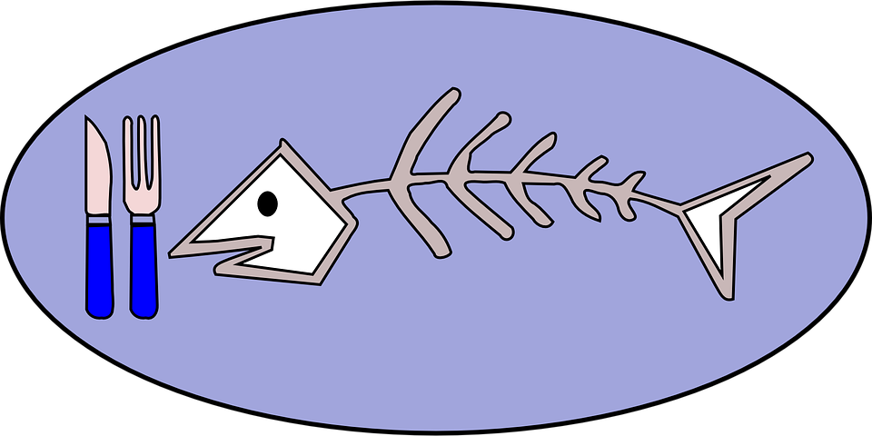 Fish Skeleton Cartoon 4, - Sea Food Clip Art (960x480)
